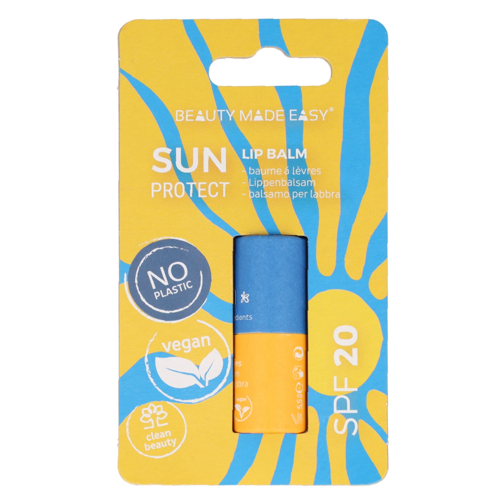 Bálsamo labial solar Beauty Made Easy FPS 20, 5,5 g