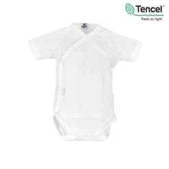 Body de manga corta para recién nacidos en tencel blanco