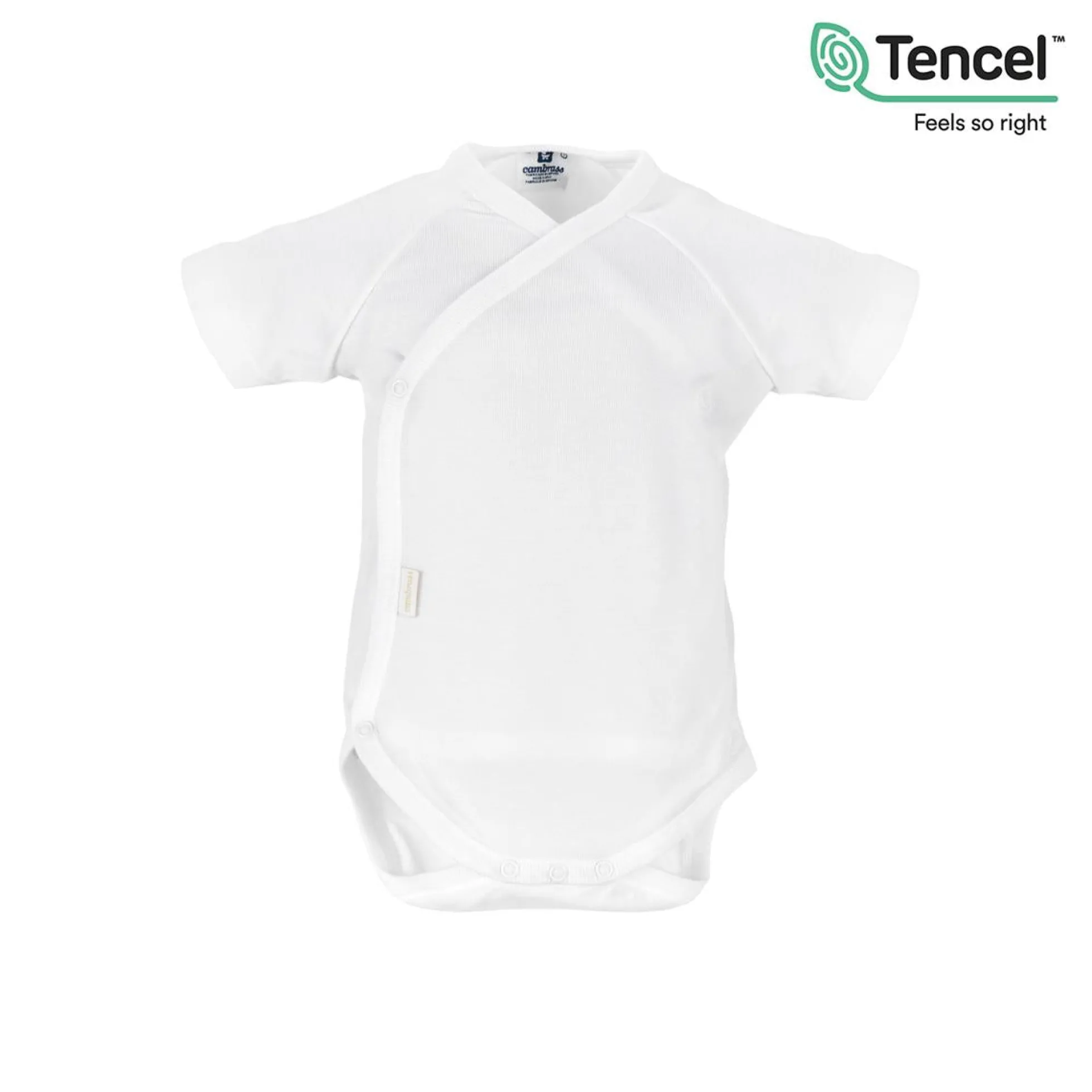 Body de manga corta para recién nacidos en tencel blanco
