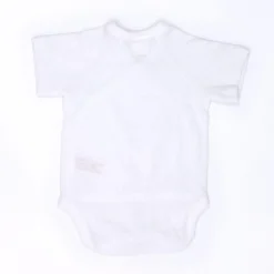 Body de manga corta para recién nacidos en tencel blanco