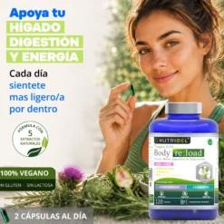Body Reload Cardo Mariano 80% Silimarina + NAC + Alcachofa Nutricel 120 cápsulas