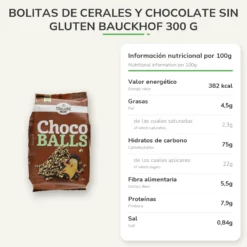 Bolitas de cerales y chocolate sin gluten Bauckhof 300 g