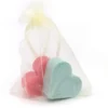 Bolsa De Organza Con 2 Jabones - Aroma Frambuesa - Jabón De Glicerina Con Forma De Corazón - Detalle Para Invitados