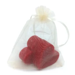 Bolsa De Organza Con 2 Jabones - Aroma Frambuesa - Jabón De Glicerina Con Forma De Corazón - Detalle Para Invitados