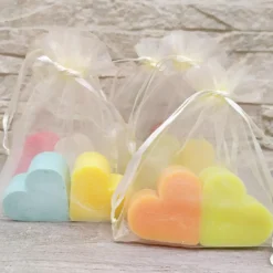 Bolsa De Organza Con 2 Jabones - Aroma Pomelo - Jabón De Glicerina Con Forma De Corazón - Detalle Para Invitados