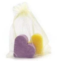 Bolsa De Organza Con 2 Jabones - Aroma Pomelo - Jabón De Glicerina Con Forma De Corazón - Detalle Para Invitados