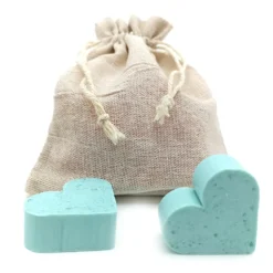 Bolsa De Yute Con 5 Jabones - Aroma Flor De Loto - Jabón De Glicerina Con Forma De Corazón - Detalle Para Invitados