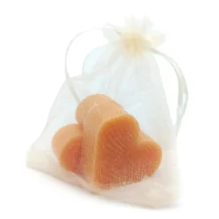 Bolsa Organza Con 2 Jabones - Aroma Naranja Y Jengibre - Jabón Glicerina Con Forma De Corazón - Detalle Para Invitados