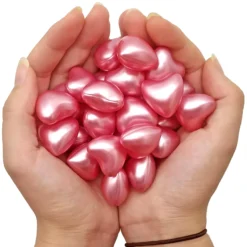 Bolsa Regalo 12 Perlas De Baño Aroma Rosas - Con Aceite De Soja - Hidrata, Suaviza Y Perfuma La Piel - Forma Corazón