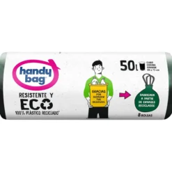 Bolsas basura Resistente y Eco 50L Handy Bag 8 uds 100% recicladas