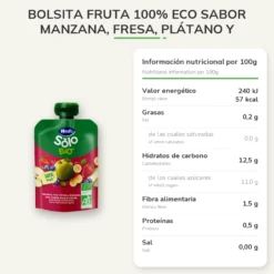 Bolsita fruta 100% Eco sabor manzana, fresa, plátano y arándanos Hero Solo 100 g