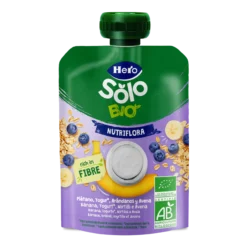 Bolsita Pouch Nutriflora Plátano, Arándanos, Yogur y Avena 100 g Hero Solo