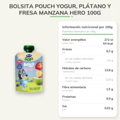 Bolsita Pouch Yogur, Plátano y Fresa Manzana Hero 100g