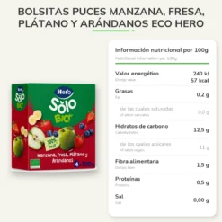 Bolsitas Puces Manzana, Fresa, Plátano y Arándanos ECO Hero Solo 4 uds 100 g