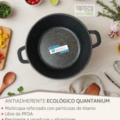 Briebe Batería Cocina Inducción Antiadherente Titanio, 6 Piezas Aluminio Fundido 3 Ollas Sin Pfoa Tapa, Blackt3, Negro