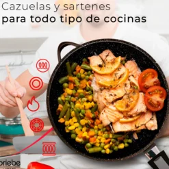 Briebe Batería De Cocina Inducción 12 Piezas Aluminio Fundido 4 Ollas 2 Sartenes Antiadherente Tapas, Mgk1219, Negro