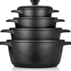 Briebe Batería De Cocina Inducción 8 Piezas Aluminio Fundido 4 Ollas Con Tapa De Cristal Antiadherente, Mgk12s, Negro