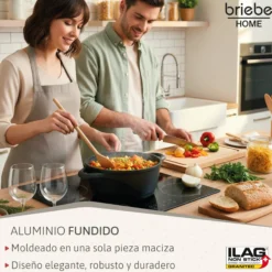 Briebe Batería De Cocina Inducción 8 Piezas Aluminio Fundido 4 Ollas Con Tapa De Cristal Antiadherente, Mgk-17, Negro