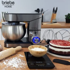 Briebe Batidora Amasadora Repostería Profesional + Báscula, Robot Cocina 5 Litros, Movimiento Orbital, Km1114b,1800w