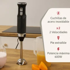 Briebe Batidora De Mano Brazo Desmontable, Cuchillas De Corte En Acero Inoxidable Diseño Ergonómico, Hb1173blk, Negro