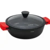 Briebe Cacerola Baja Cocina Inducción Antiadherente Titanio, Cazuela 30cm, Aluminio Fundido Sin Pfoa, Black Titanium
