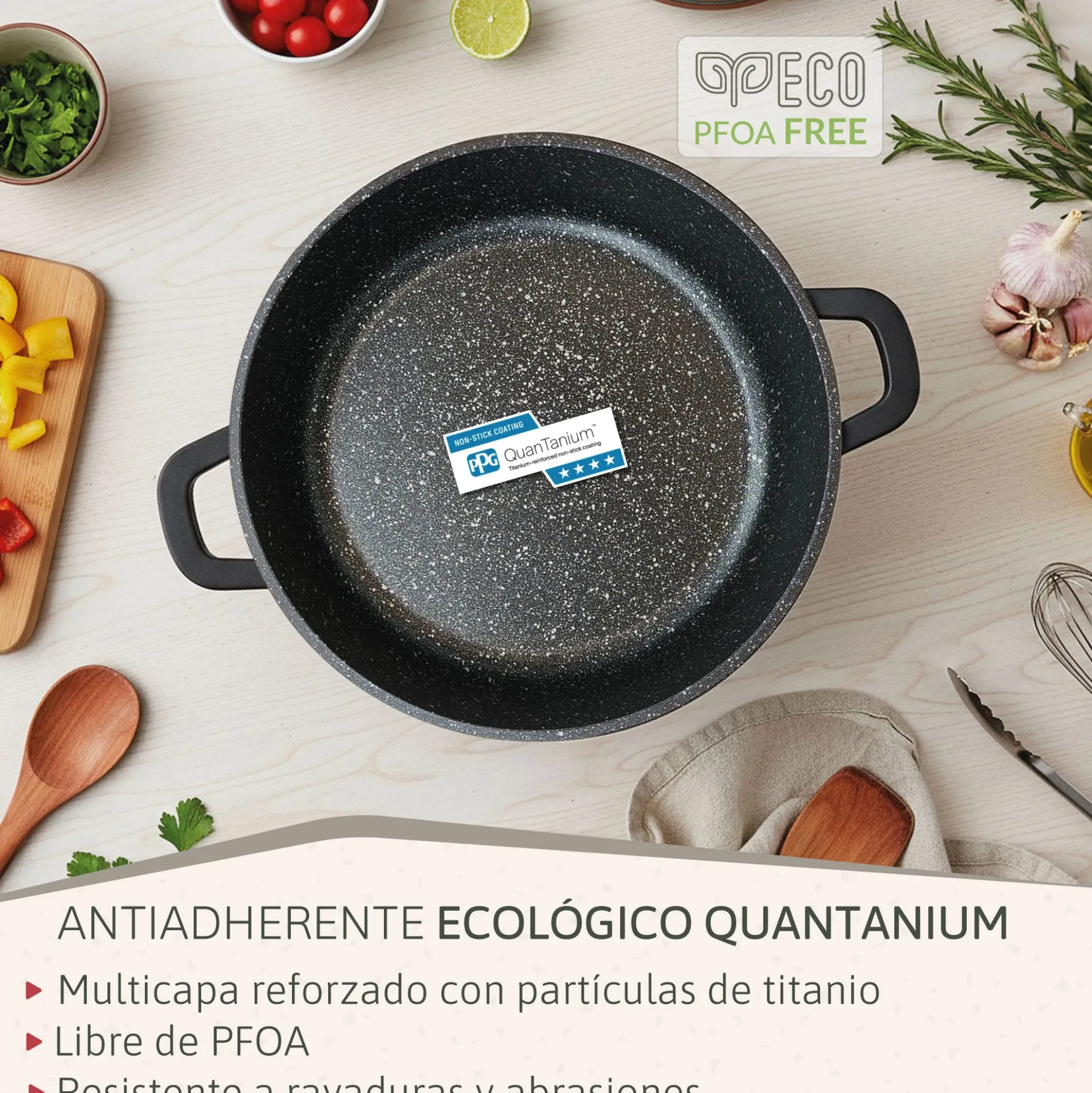 Briebe Cacerola Baja Cocina Inducción Antiadherente Titanio, Cazuela 30cm, Aluminio Fundido Sin Pfoa, Black Titanium
