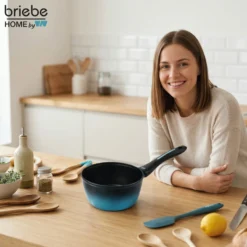 Briebe Cazo Inducción Acero Forjado 16cm Antiadherente Sin Pfoa, Todas Cocinas Fabricada En España, Mare, Azul