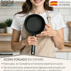 Briebe Cazo Inducción Acero Forjado 16cm Antiadherente Sin Pfoa, Todas Cocinas Fabricada En España, Mare, Azul