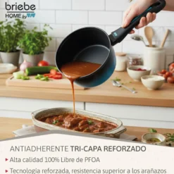 Briebe Cazo Inducción Acero Forjado 16cm Antiadherente Sin Pfoa, Todas Cocinas Fabricada En España, Mare, Azul