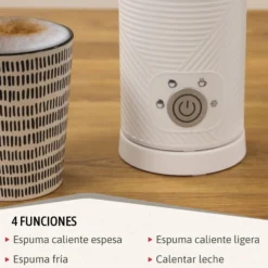 Briebe Elegance Espumador Leche Eléctrico Calentador Espuma Fría/caliente 130ml Leche Caliente 300ml, Mf1172wht, Blanco