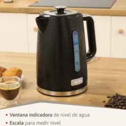 Briebe Elegance Hervidor Agua Eléctrico 1,7l Inalámbrico Ebullición Rápida, Libre De Bpa, Base De 360°, Kt1168blk,negro
