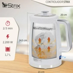 Briebe Elegance Set Tostador Pan Ranura Ancha 2 Rebanadas, Hervidor Agua Eléctrico 1,7l Cafetera 1,25l,skt1178wht,blanco