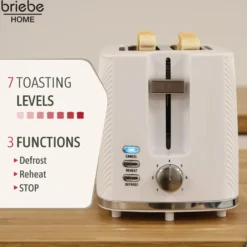 Briebe Elegance Set Tostadora Pan 2 Rebanadas + Hervidor Agua Eléctrico Inalámbrico + Batidora De Mano