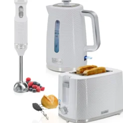 Briebe Elegance Set Tostadora Pan 2 Rebanadas + Hervidor Agua Eléctrico Inalámbrico + Batidora De Mano
