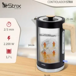 Briebe Nordic Hervidor Agua Eléctrico 1,7l Inalámbrico Ebullición Rápida, Libre De Bpa, Base De 360°, Kt1165blk, Negro