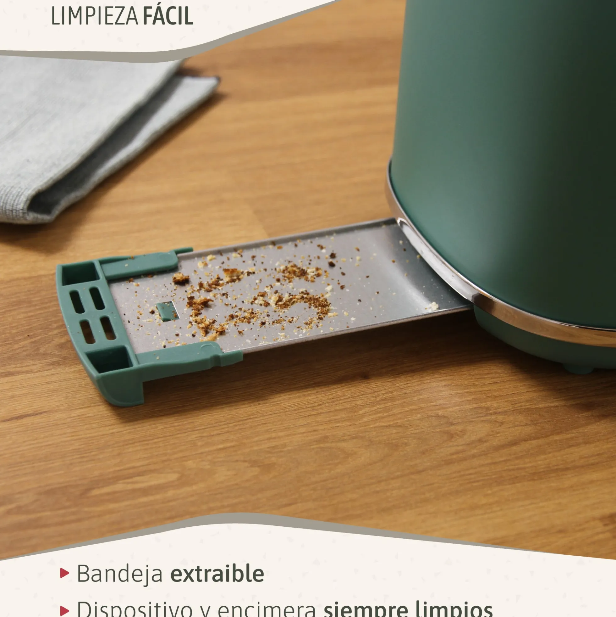 Briebe Nordic Tostadora Pan Ranura Ancha, Tostador 2 Rebanadas, 6 Niveles Tostado, Calientapanecillos, Ta1166gre, Verde