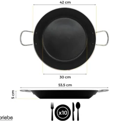 Briebe Paellera Inducción 42cm, 9-10 Raciones, Aluminio Prensado, Antiadherente Sin Pfoa, 3mm Espesor, Zafrán, Negro