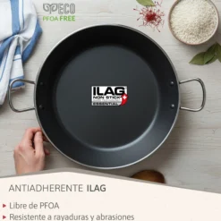 Briebe Paellera Inducción 46cm, 11-12 Raciones, Aluminio Prensado, Antiadherente Sin Pfoa, 3mm Espesor, Zafrán, Negro