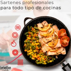 Briebe Set 2 Sartenes Inducción Antiadherentes, Mango Extraíble, Hondas, 24/ 28 Cm Sin Pfoa, Tapas, Mgk19s, Negro