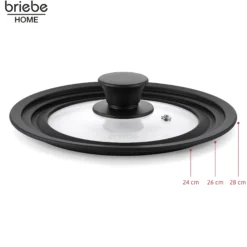 Briebe Totalid Tapa De Sartén Universal Con Borde De Silicona Y Cristal Templado, Multidiámetro 24-26-28 Cm