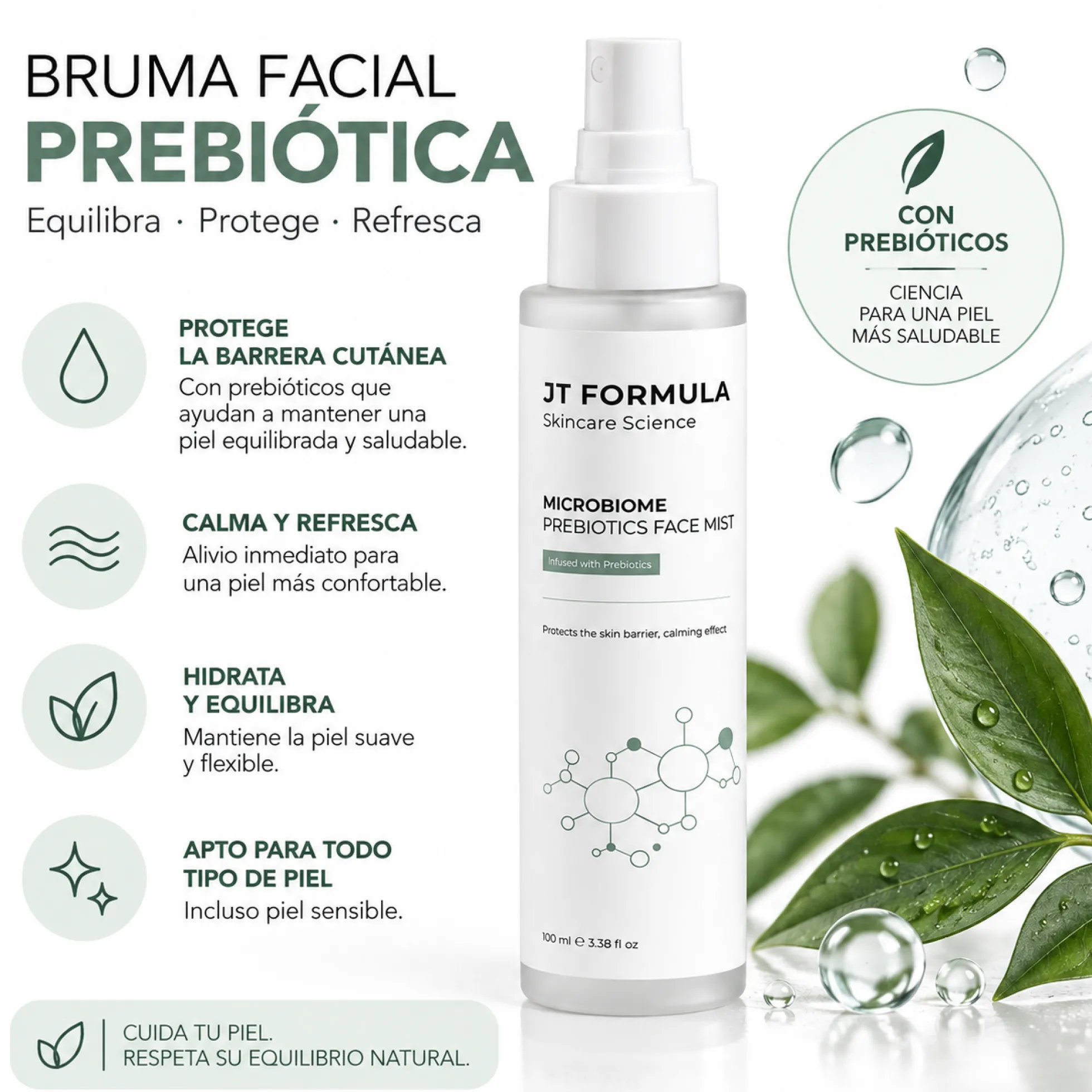 Bruma Facial Con Prebióticos Para El Microbioma