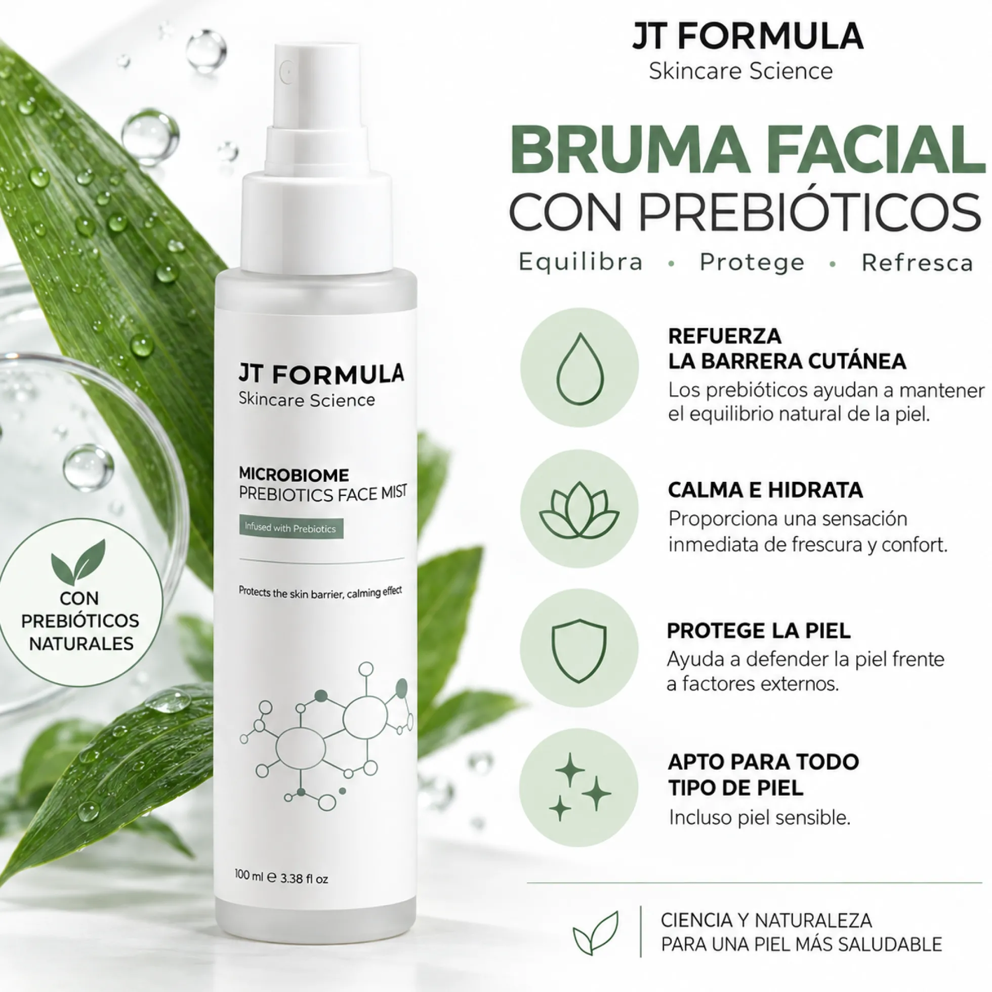 Bruma Facial Con Prebióticos Para El Microbioma