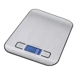 Báscula De Cocina Digital Extraplana, Acero Inox., Precisión 1gr, Hasta 5 Kg, Función Tara Mpm Mwk-02m Plata