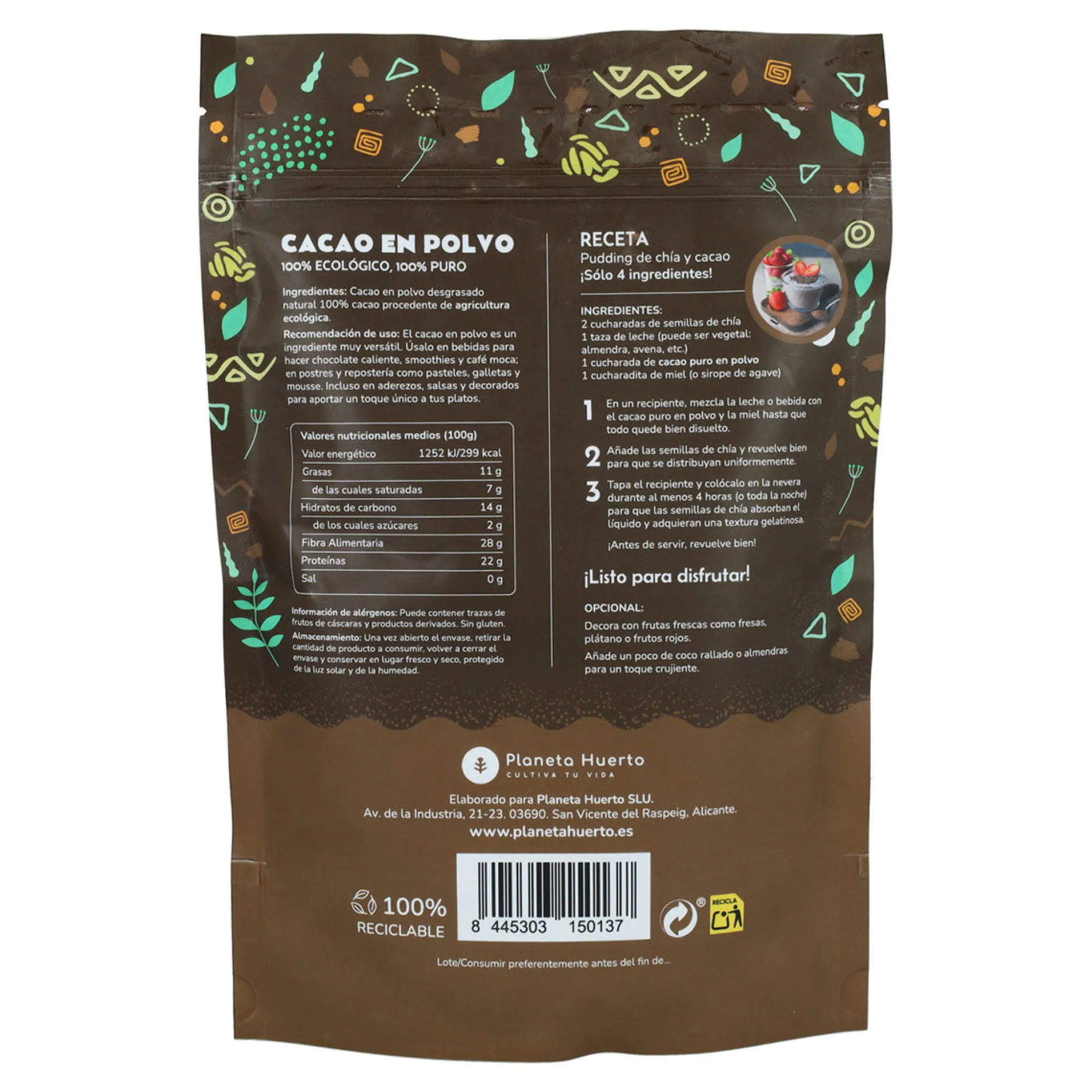 Cacao en polvo ECO Planeta Huerto 250 g