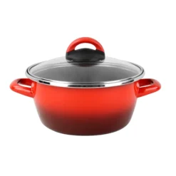 Cacerola 'sr' Ø24cm Con Tapa Vidrio Rojo Magefesa
