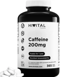 Cafeína Anhidra Pura 200 mg 365 comprimidos veganos