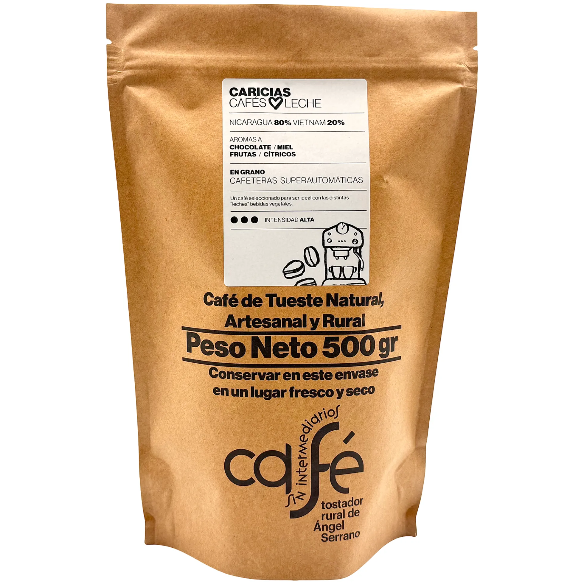 Cafe Sin Intermediarios Café Nicaragua Caricias En Grano Para Superautomática 500 G