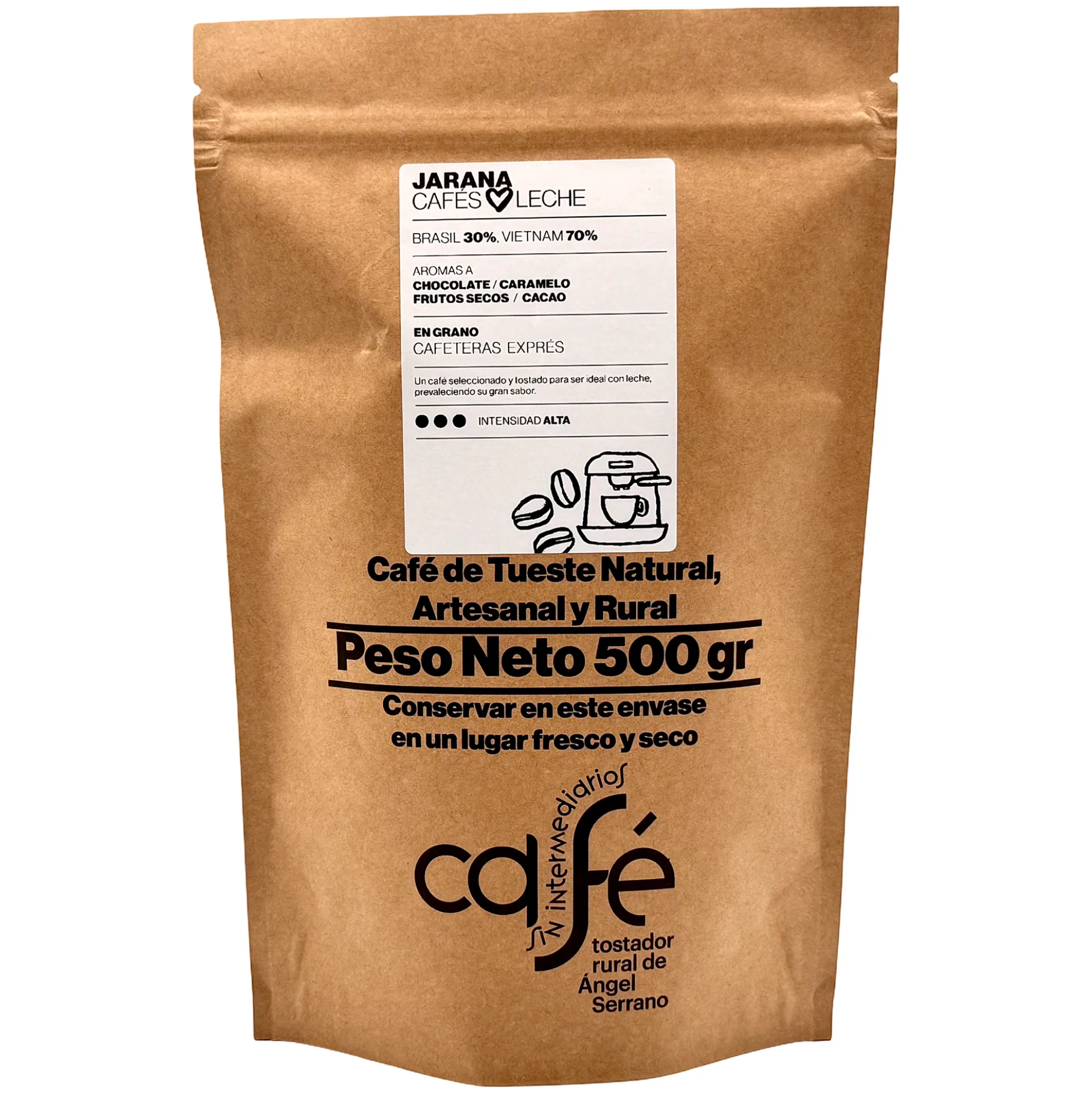 Cafe Sin Intermediarios Café Vietnam Jarana En Grano Para Espresso 500 G