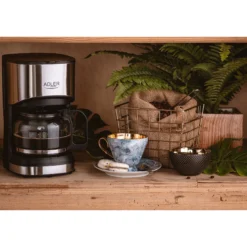 Cafetera Eléctrica De Goteo 6 Tazas 0,7 L, Filtro Extraíble, Antigoteo, Mantiene Café Caliente Adler Ad4407 Negro/plata