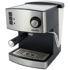 Cafetera Expresso Manual 15 Bares 1,6 L, Brazo Doble Salida, Espumador Leche, Calientatazas Mesko Ms4403 Plata